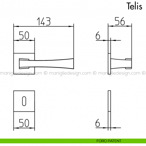 Maniglia per porta Telis Mandelli foro patent
