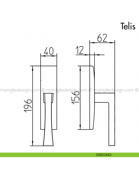 Maniglia per finestra cremonese Telis Mandelli disegno