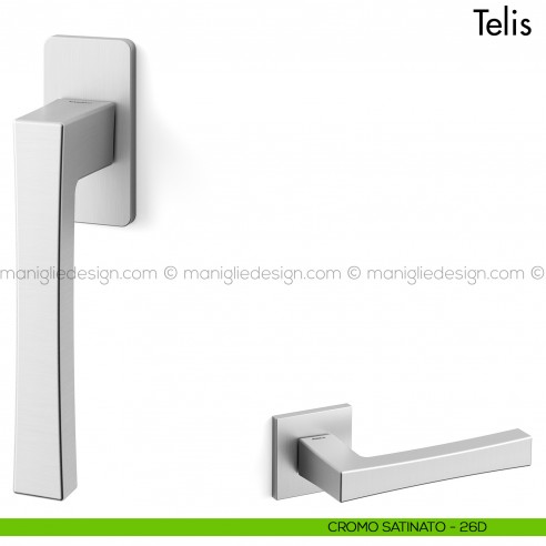 Maniglia per finestra martellina DK Telis Mandelli cromo satinato