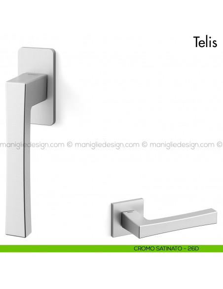 Maniglia per finestra martellina DK Telis Mandelli cromo satinato