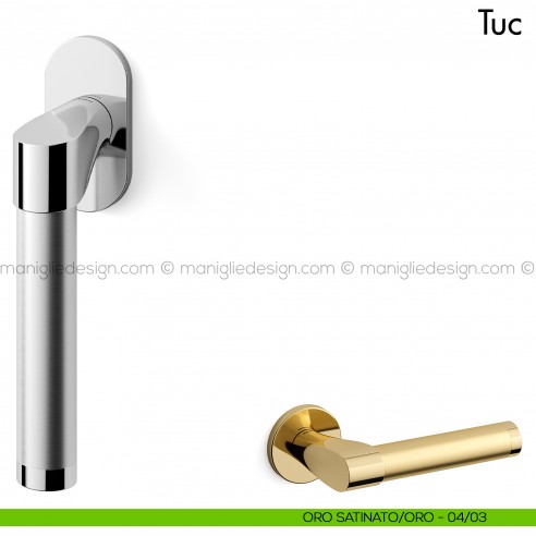 Maniglia per finestra martellina DK Tuc Mandelli oro - oro satinato