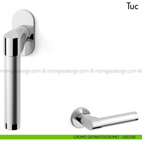 Maniglia per finestra martellina DK Tuc Mandelli cromo - cromo satinato