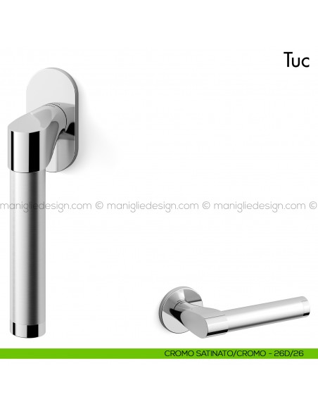 Maniglia per finestra martellina DK Tuc Mandelli cromo - cromo satinato