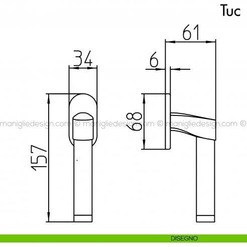 Maniglia per Finestra Martellina DK Tuc Mandelli