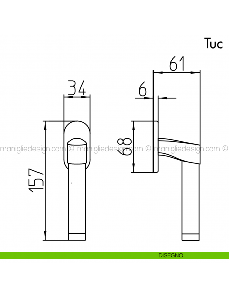 Maniglia per Finestra Martellina DK Tuc Mandelli