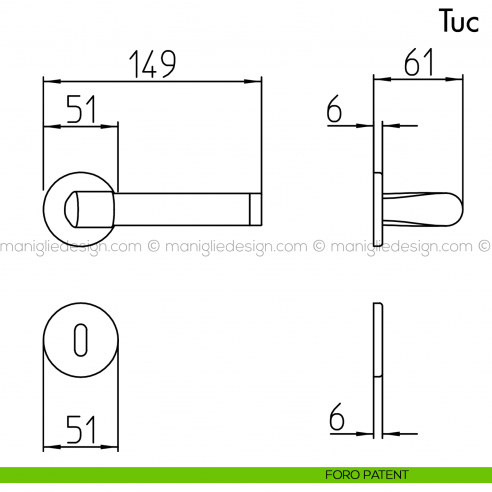 Maniglia per porta Tuc Mandelli foro patent