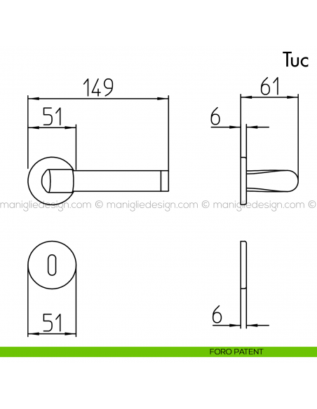 Maniglia per porta Tuc Mandelli foro patent