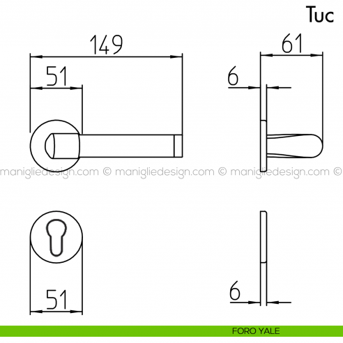 Maniglia per porta Tuc Mandelli foro yale
