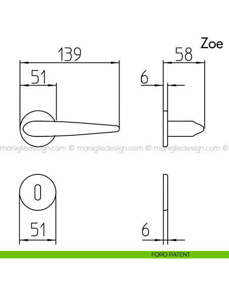 Maniglia per porta Zoe Mandelli foro patent