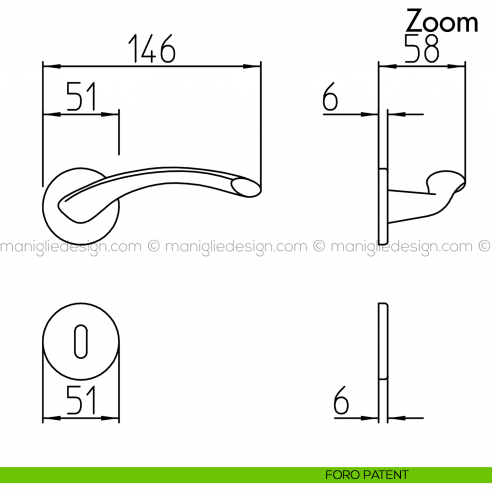 Maniglia per porta Zoom Mandelli foro patent