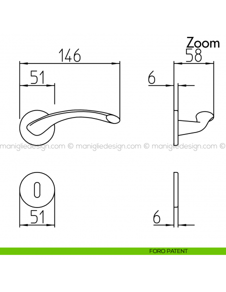 Maniglia per porta Zoom Mandelli foro patent