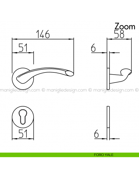 Maniglia per porta Zoom Mandelli foro yale