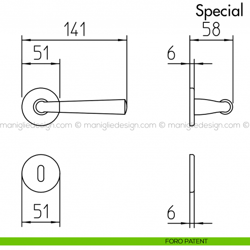 Maniglia per porta Special 90 Mandelli foro patent