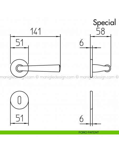 Maniglia per porta Special 90 Mandelli foro patent