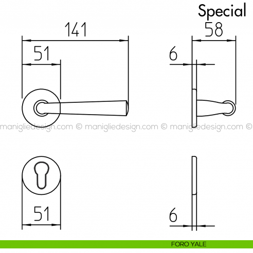 Maniglia per porta Special 90 Mandelli foro yale