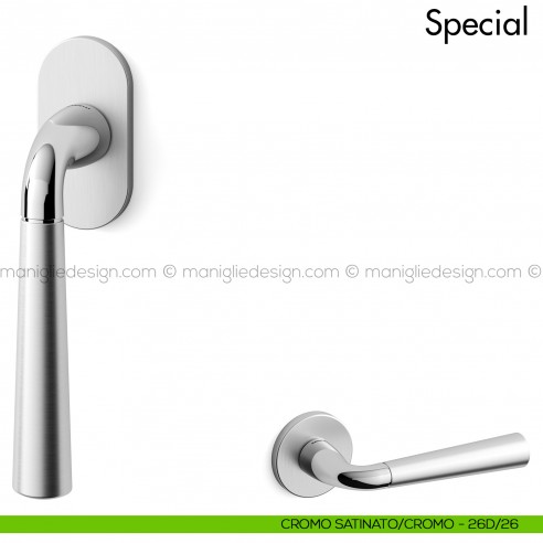 Maniglia per finestra martellina DK Special 90 Mandelli cromo - cromo satinato