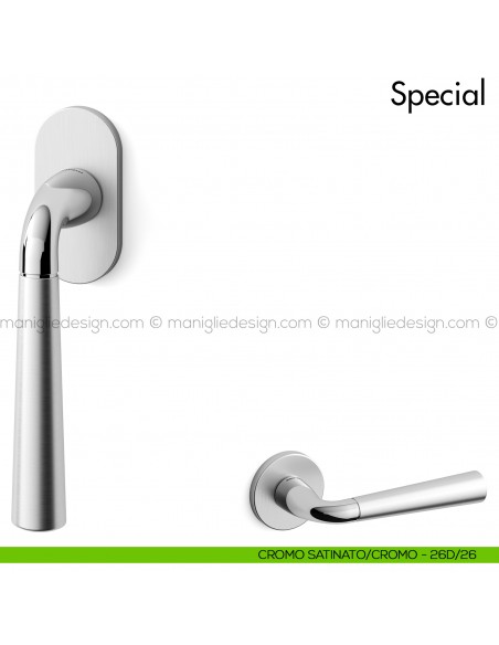 Maniglia per finestra martellina DK Special 90 Mandelli cromo - cromo satinato