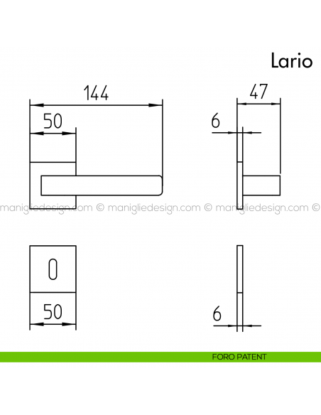 Maniglia per porta Lario Mandelli foro patent