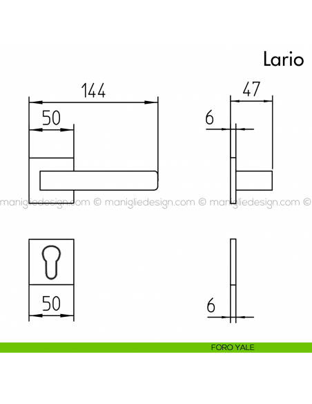 Maniglia per porta Lario Mandelli foro yale