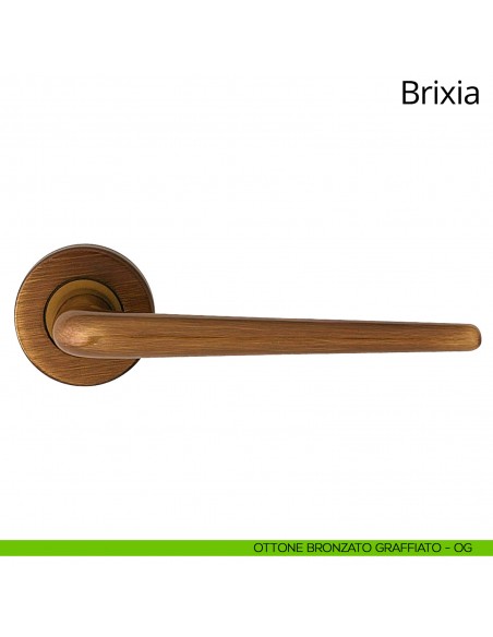 Maniglia per porta interna Brixia Linea Calì ottone bronzato graffiato