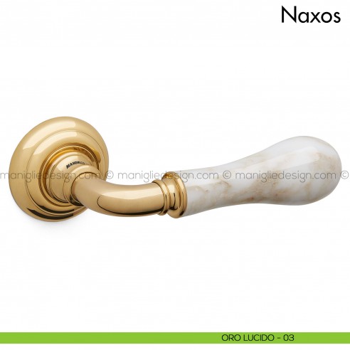 Maniglia per porta Naxos con marmo Mandelli oro