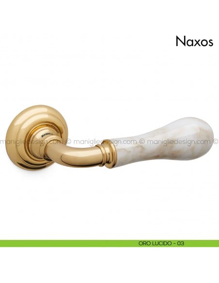 Maniglia per porta Naxos con marmo Mandelli oro