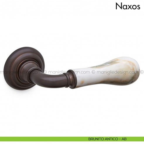 Maniglia per porta Naxos con marmo Mandelli brunito antichizzato