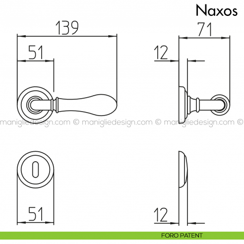 Maniglia per porta Naxos con marmo Mandelli foro yale