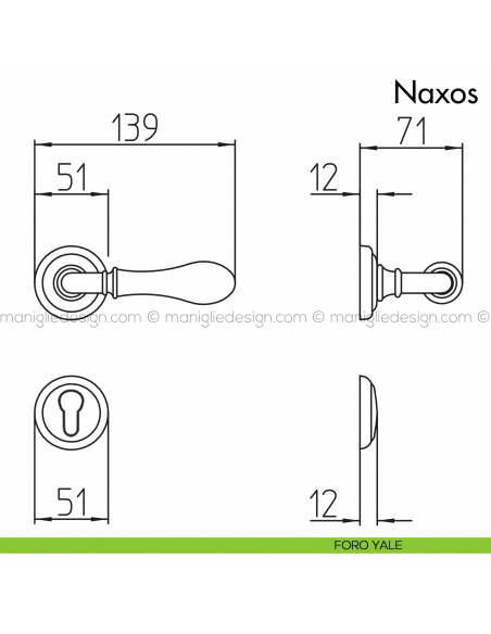 Maniglia per porta Naxos con marmo Mandelli foro patent