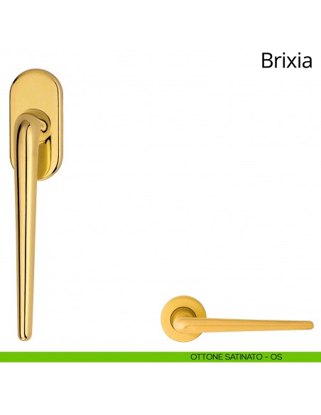 Maniglia per finestra martellina DK Brixia Linea Calì ottone satinato