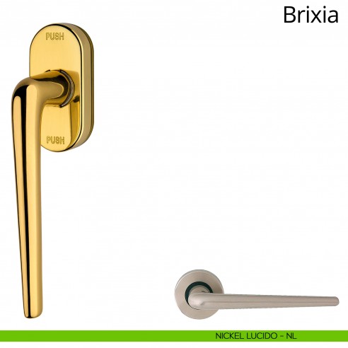 Maniglia per finestra martellina DK antintrusione Brixia Linea Calì nickel satinato