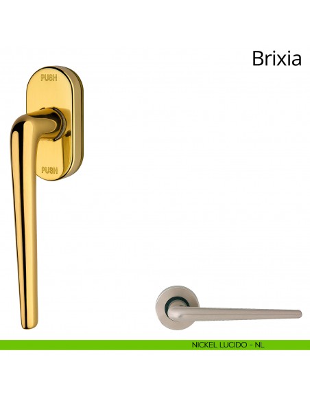 Maniglia per finestra martellina DK antintrusione Brixia Linea Calì nickel satinato