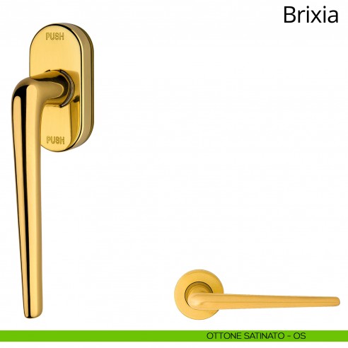 Maniglia per finestra martellina DK antintrusione Brixia Linea Calì ottone satinato