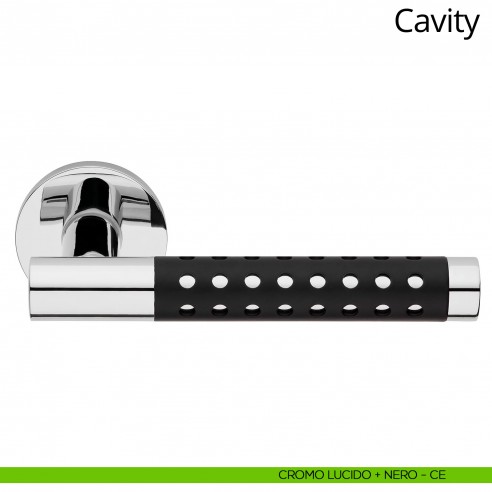 Maniglia per porta interna Cavity Linea Calì cromo lucido + nero opaco