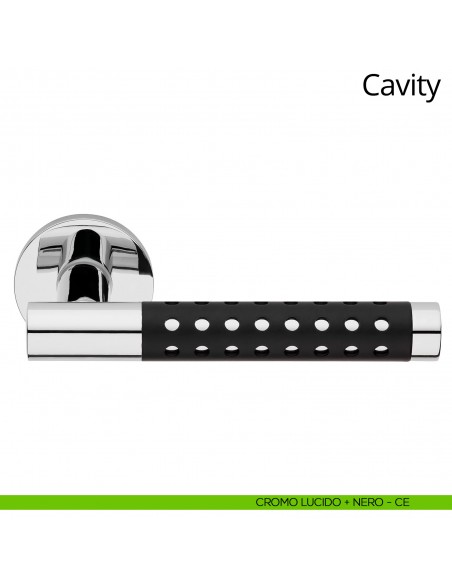 Maniglia per porta interna Cavity Linea Calì cromo lucido + nero opaco