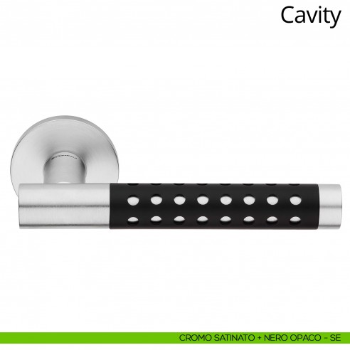 Maniglia per porta interna Cavity Linea Calì cromo satinato + nero opaco