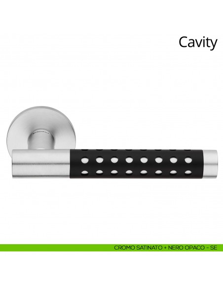 Maniglia per porta interna Cavity Linea Calì cromo satinato + nero opaco