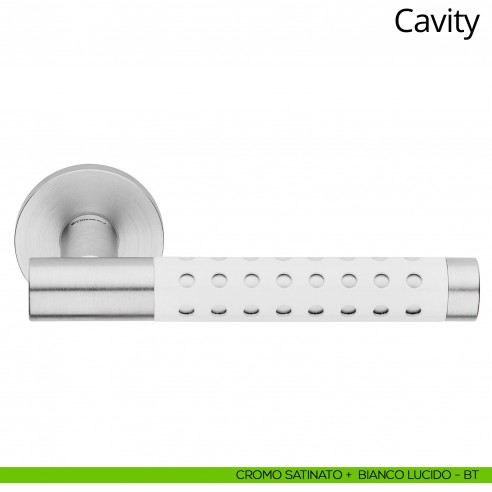 Maniglia per porta interna Cavity Linea Calì cromo satinato + bianco lucido
