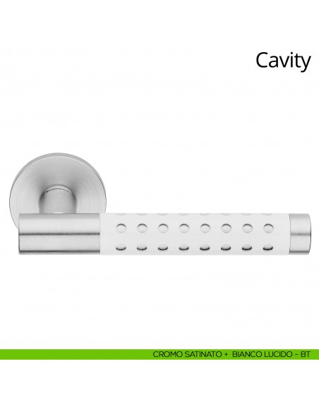Maniglia per porta interna Cavity Linea Calì cromo satinato + bianco lucido