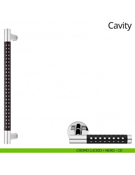 Maniglione per porta Cavity Linea Calì cromo lucido + nero opaco