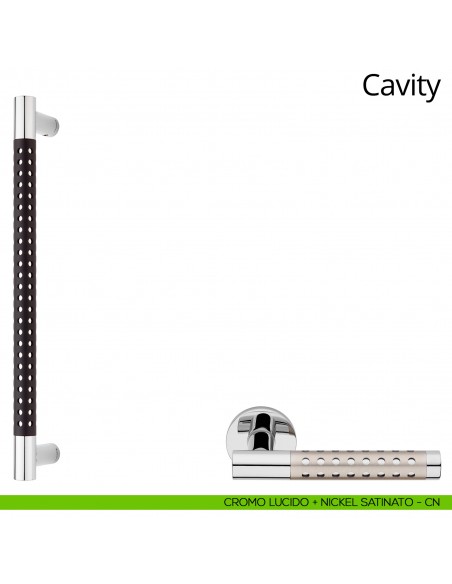 Maniglione per porta Cavity Linea Calì cromo lucido + nickel satinato