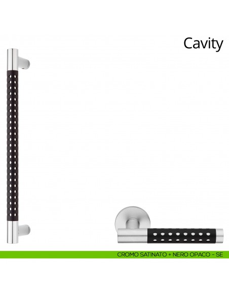 Maniglione per porta Cavity Linea Calì cromo satinato + nero opaco
