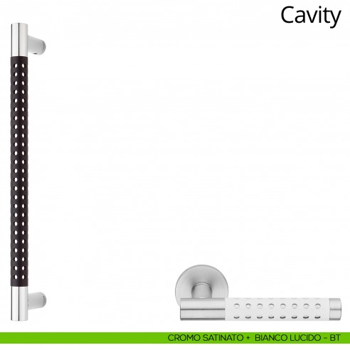 Maniglione per porta Cavity Linea Calì cromo satinato + bianco lucido