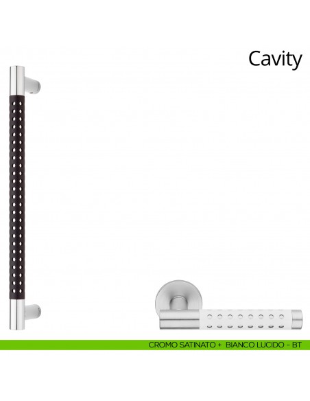Maniglione per porta Cavity Linea Calì cromo satinato + bianco lucido