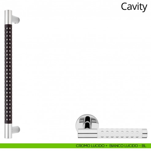 Maniglione per porta Cavity Linea Calì cromo lucido + bianco lucido