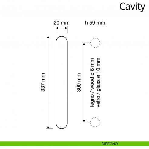 Maniglione per porta Cavity Linea Calì disegno