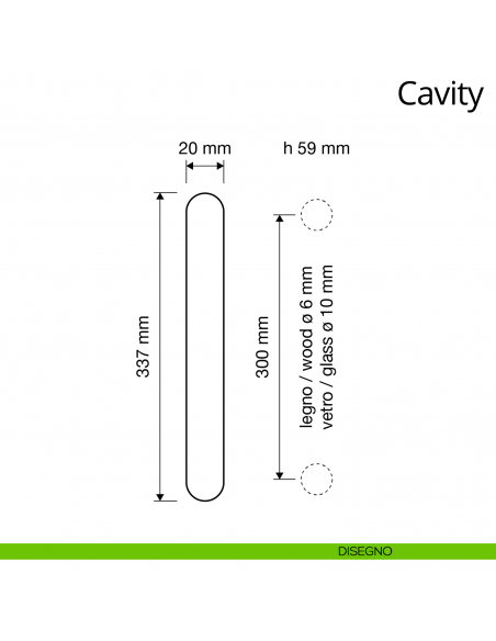 Maniglione per porta Cavity Linea Calì disegno