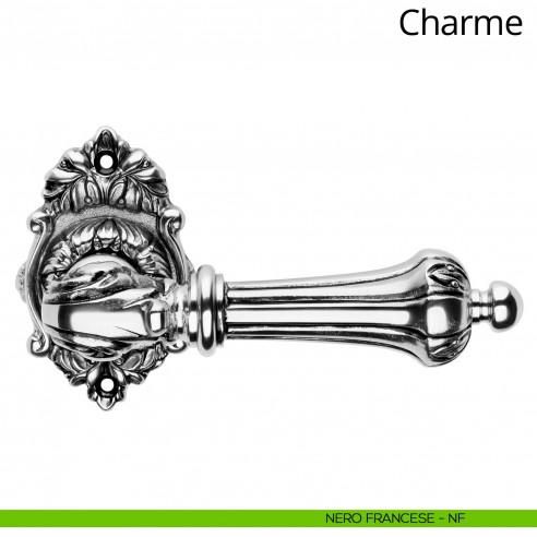 Maniglia per porta interna Charme Linea Calì rosetta ovale nero francese