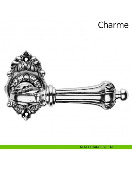 Maniglia per porta interna Charme Linea Calì rosetta ovale nero francese