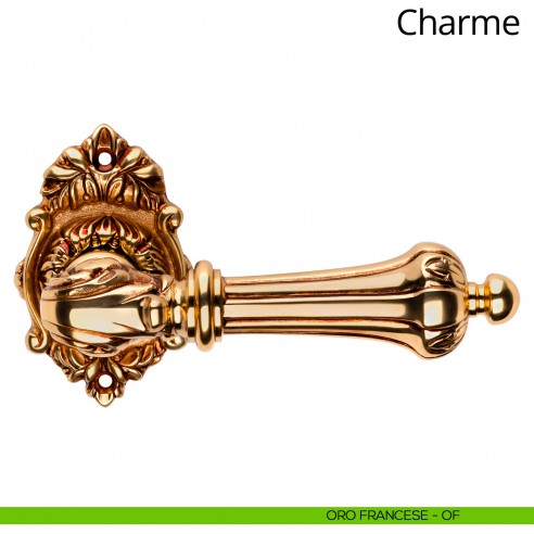 Maniglia per porta interna Charme Linea Calì rosetta ovale oro francese